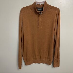 BANANA REPUBLIC Men's Quarter Zip Sweater brown Size Large Silk cashmere blend